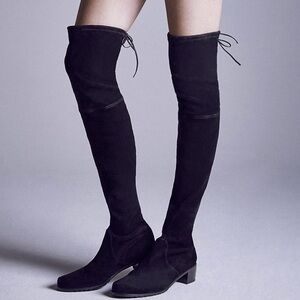 Stuart Weitzman Black Suede Tall Over the Knee Midland Boots